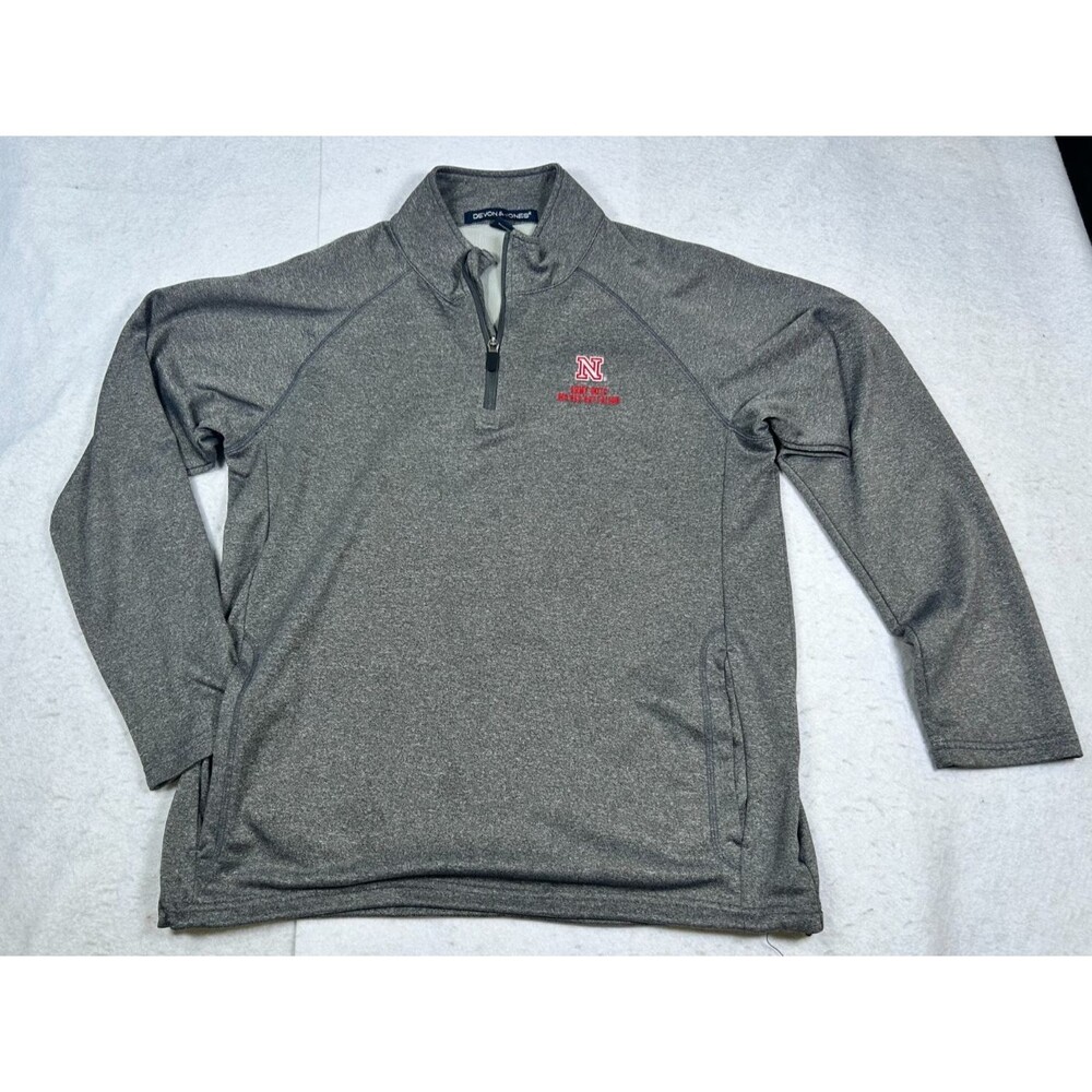 Devon & Jones Nebraska Army ROTC Mens Medium Gray 1/4 Zip Pullover Shirt